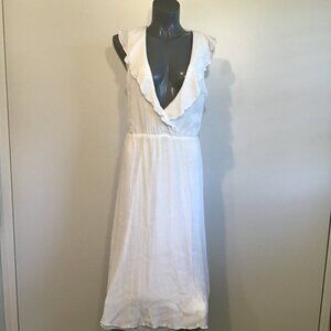 Chanler Henry Sleeveless Deep V-Neck Dress with Ruffle  Size L